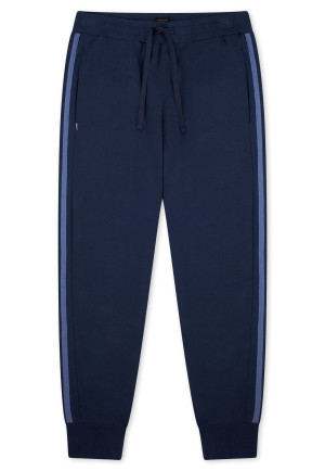 Langere broek met fijne fijnrib-manchetten, warm, deep sea blue - Mix+ Relax