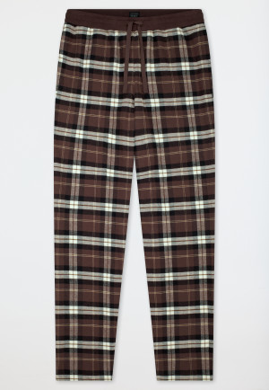 Pantaloni lunghi in flanella a quadri marrone scuro - Mix+Relax