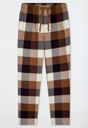 Langere broek van flanel met ruitjesmotief in de kleur toffee - Mix+ Relax