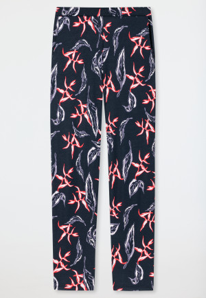 Pants long modal pockets leaf print multicolor - Mix+Relax