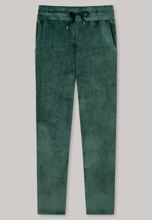 Pantalone lungo in velluto Nicki con tasche laterali, verde scuro - Mix + Relax