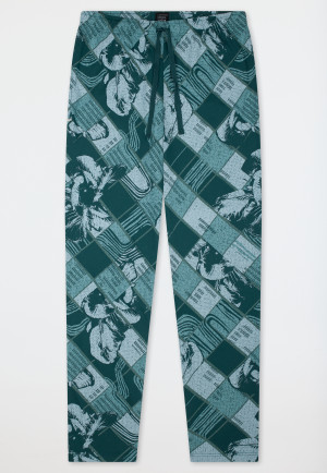 Langere broek met print in diepzeegroen - Mix+ Relax