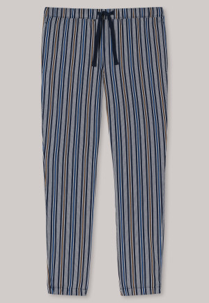 Pantaloni lunghi in tessuto con polsini e motivo a righe blu notte - Mix+Relax