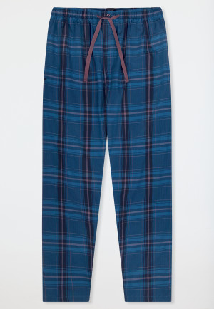 Pantalon long en matière tissée bleu foncé à carreaux - Mix+Relax