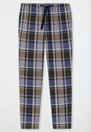 Pantaloni lunghi in tessuto a quadretti, marrone scuro/blu - Mix+Relax