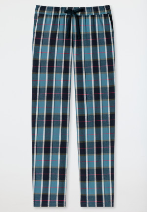 Hose lang Flanell Organic Cotton Karos petrol - Mix+Relax