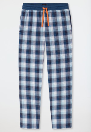 Lange geweven pacific blue geruite broek - Mix+ Relax