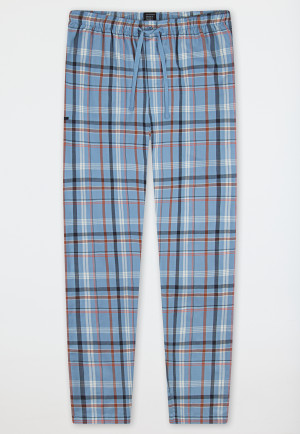 Lange geweven pacific blue geruite broek - Mix+ Relax