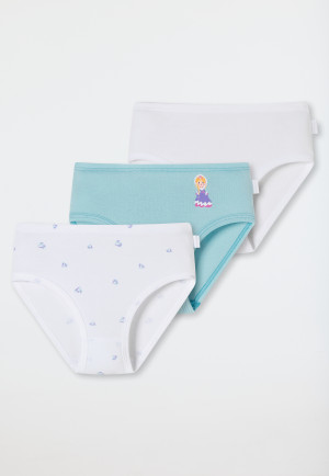Culottes taille haute lot de 3 côtelé coton bio taille douce princesse des neiges joyaux blanc/bleu aqua - Girls World