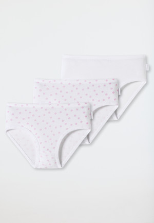 Hipsters 3-pack fine rib organic cotton white/with pink polka dots