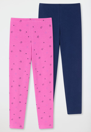 Leggings 2er-Pack Organic Cotton Softbund Weltraum pink/dunkelblau - 95/5