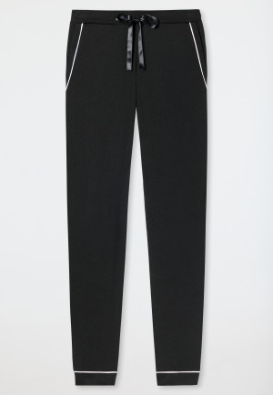 Loungehose lang/extra-lang Modal Paspeln schwarz - Mix+Relax