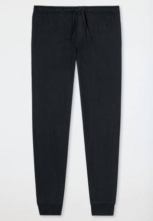 Pantaloni lunghi in stile lounge con fasce elastiche sulle caviglie in jersey di colore nero - Mix+Relax