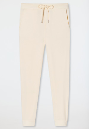 Pantaloni lounge lunghi in Lyocell con polsini, crema - Mix+Relax Lounge