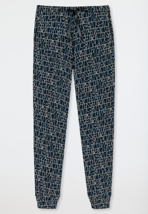 Loungebroek lang modal boorden nachtblauw - Mix+Relax