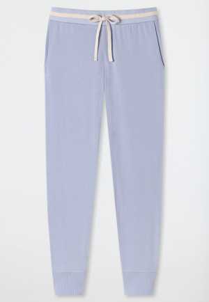 Pantalon d'intérieur long coton bio bords-côtes lilas - Mix+Relax