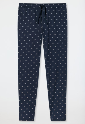 Pantaloni lounge lunghi in cotone biologico con fantasia di colore blu scuro - Mix+Relax