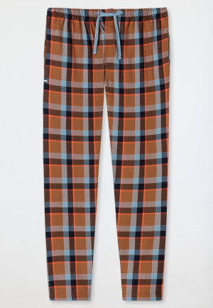 Loungebroek lange geweven stof Organic Cotton ruitjes meerkleurig - Mix+ Relax