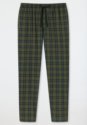 Loungehose lang Webflanell Organic Cotton Karos oliv - Mix+Relax