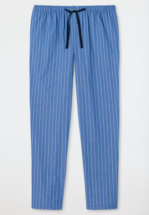 Loungebroek lang geweven stof biologisch katoen strepen aqua - Mix+Relax
