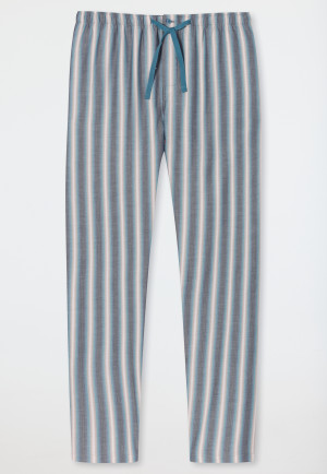 Pantaloni lounge lunghi in cotone organico a righe blu-grigio - Mix+Relax