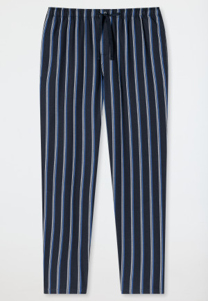 Loungehose lang Webware Organic Cotton Streifen nachtblau - Mix+Relax