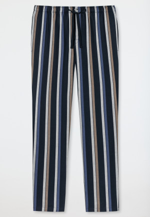 Lounge pants long woven fabric stripes dark blue - Mix & Relax