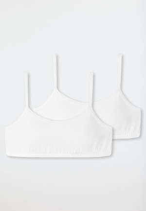 Girls' bustiers 2-pack organic cotton white 95/5