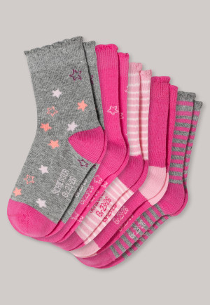 6 Paires de Chaussettes Enfant - Filles - Dames - Rose - Taille 35-38