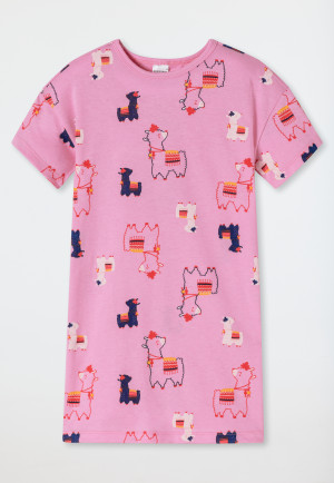Chemise de nuit manches courtes alpacas rose - Girls World
