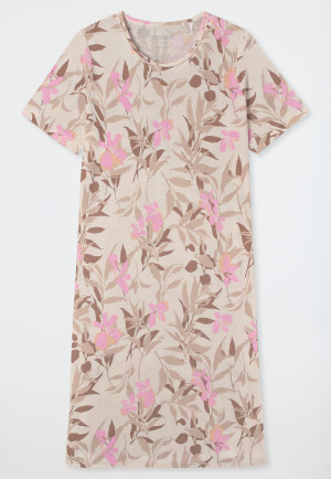 Nachthemd korte mouw bloemenprint multicolor - Comfort Nightwear