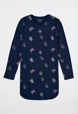 Camicia da notte manica lunga interlock dream motifs blu notte - Nightwear