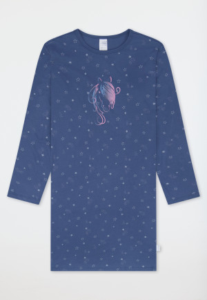 Nachthemd langarm Organic Cotton Pferdeprint jeansblau - Horse World