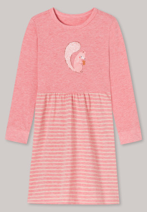 Camicia da notte a maniche lunghe in cotone biologico a righe con scoiattolo, rosa: Natural Love