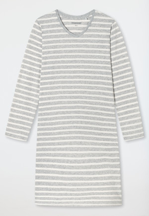 Camicia da notte a maniche lunghe a righe grigio argento mélange - Casual Essentials