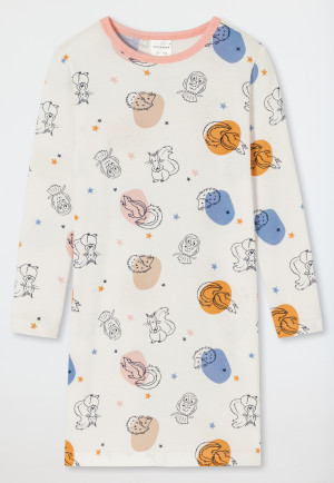 Long-sleeved sleep shirt Tencel organic cotton forest animals stars polka dots off-white - Natural Love