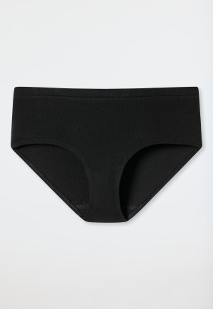 Mutandine in cotone biologico a doppia costa, nero - Pure Rib