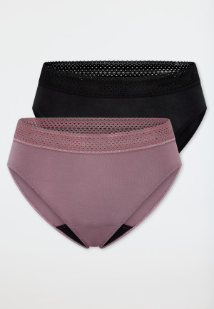 Periodenslips Rio 2er-Pack Spitze schwarz/ mauve - SCHIESSER Care