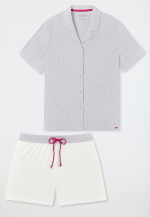 Pyjama kurz Doppelripp grau-meliert - Casual Nightwear