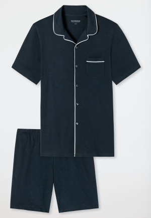 Pajamas short interlock dark blue - Fine Interlock