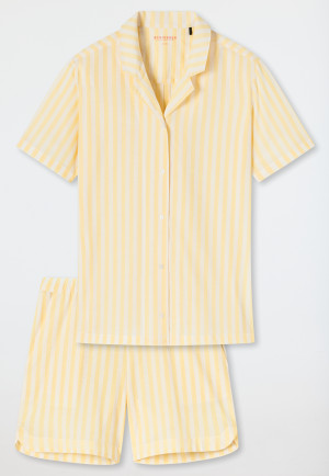 Pigiama corto in tessuto, con motivo a righe, di colore giallo - Pajama Story