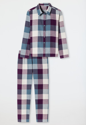 Pyjama lang Flanell Organic Cotton Karos multicolor - selected! premium
