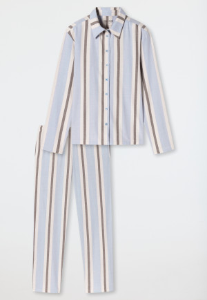 Pyjama lang Flanell Organic Cotton Streifen flieder - selected! premium