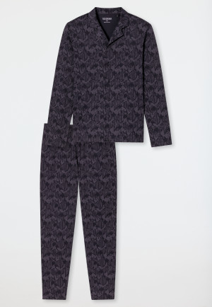 Pyjama long interlock charbon imprimé - Fine Interlock