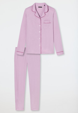 Pyjama lang geweven satijnen reverskraag rosé - Selected! premium inspiratie