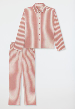 Pyjamas long woven fabric stripes terracotta - Selected Premium