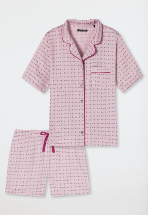 Pajamas woven satin short lapel collar graphic print rosé - selected! premium inspiration