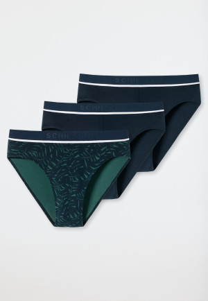 Rioslip 3-pack biologisch katoen blauw met patroon veelkleurig - 95/5