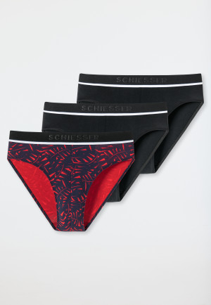 Rioslips 3-pack biologisch katoen zwart met patroon veelkleurig - 95/5