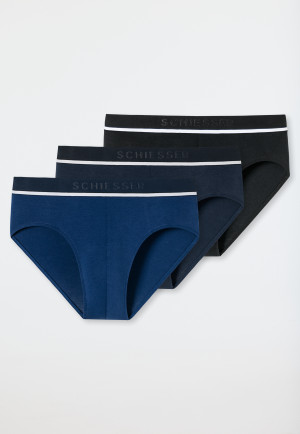 Rio briefs 3-pack organic cotton woven elastic waistband blue / black - 95/5